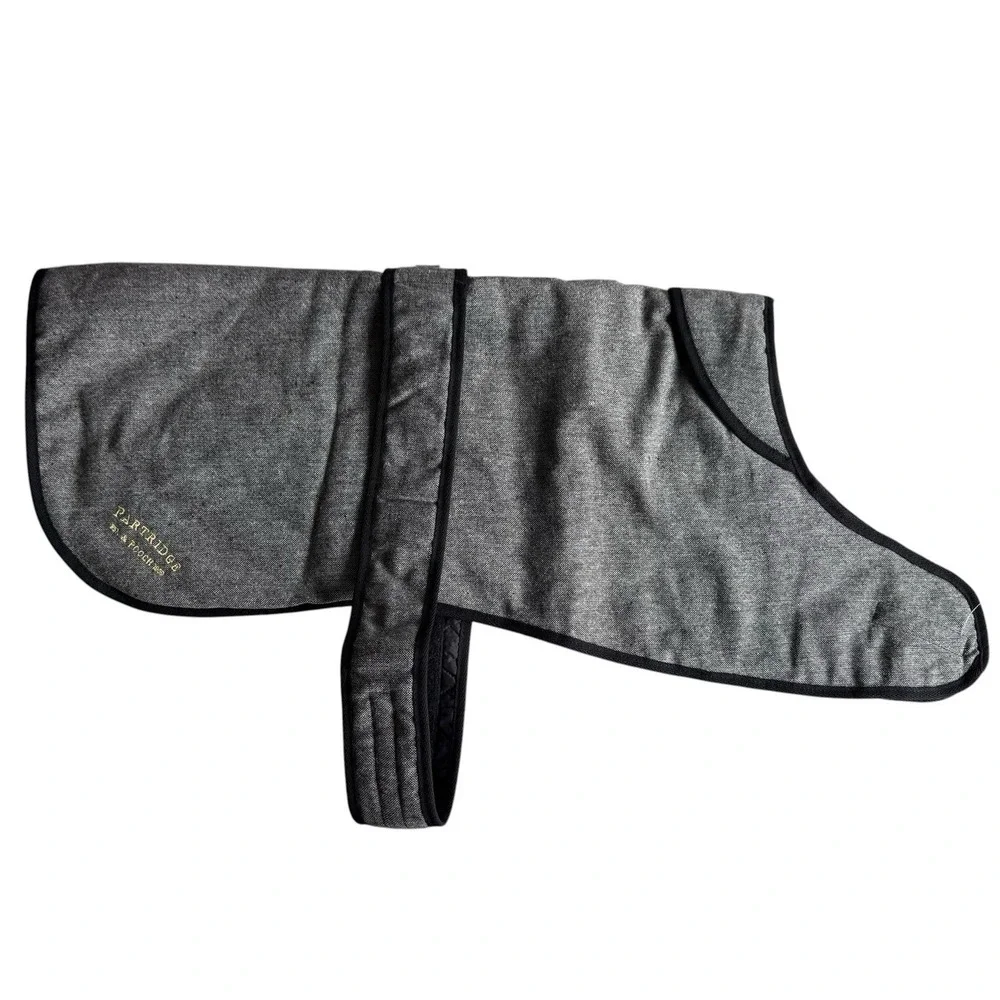 John Partridge & Pooch Tweed Dog Coat Jacket Gray Wool Blend Large Adjustable‎
